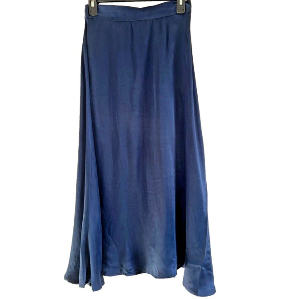 Amour Vert NWT Navy Blue Women's Cupro Midi Skirt Size Small Elegant Classy
